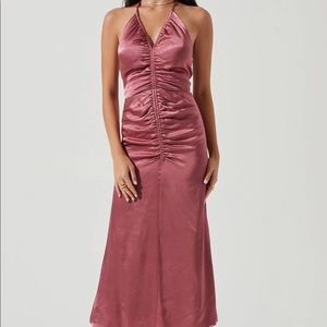TOLEDO RUCHED HALTER MIDI DRESS IN MAUVE | NWT ASTR THE LABEL